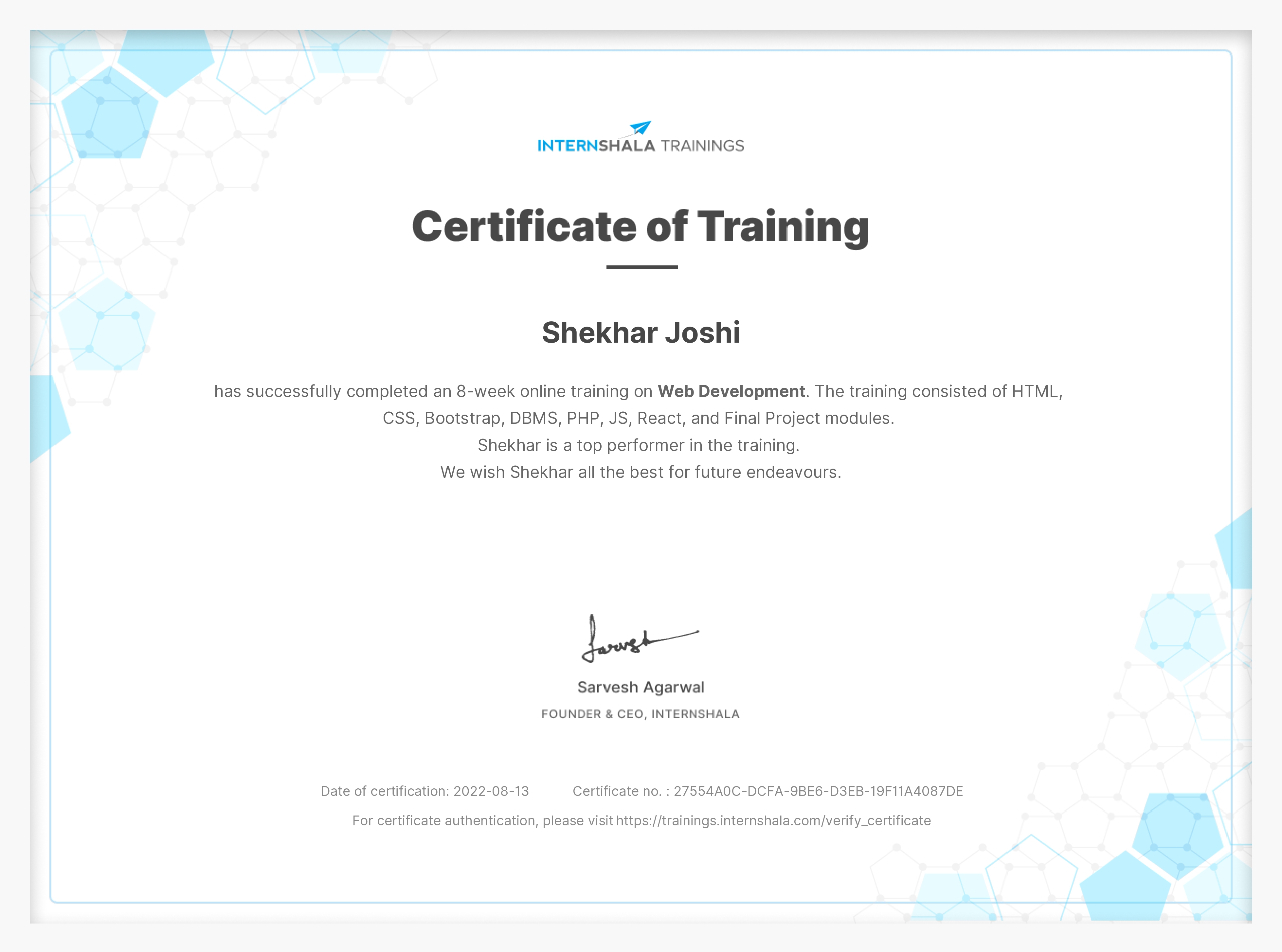 Certificate